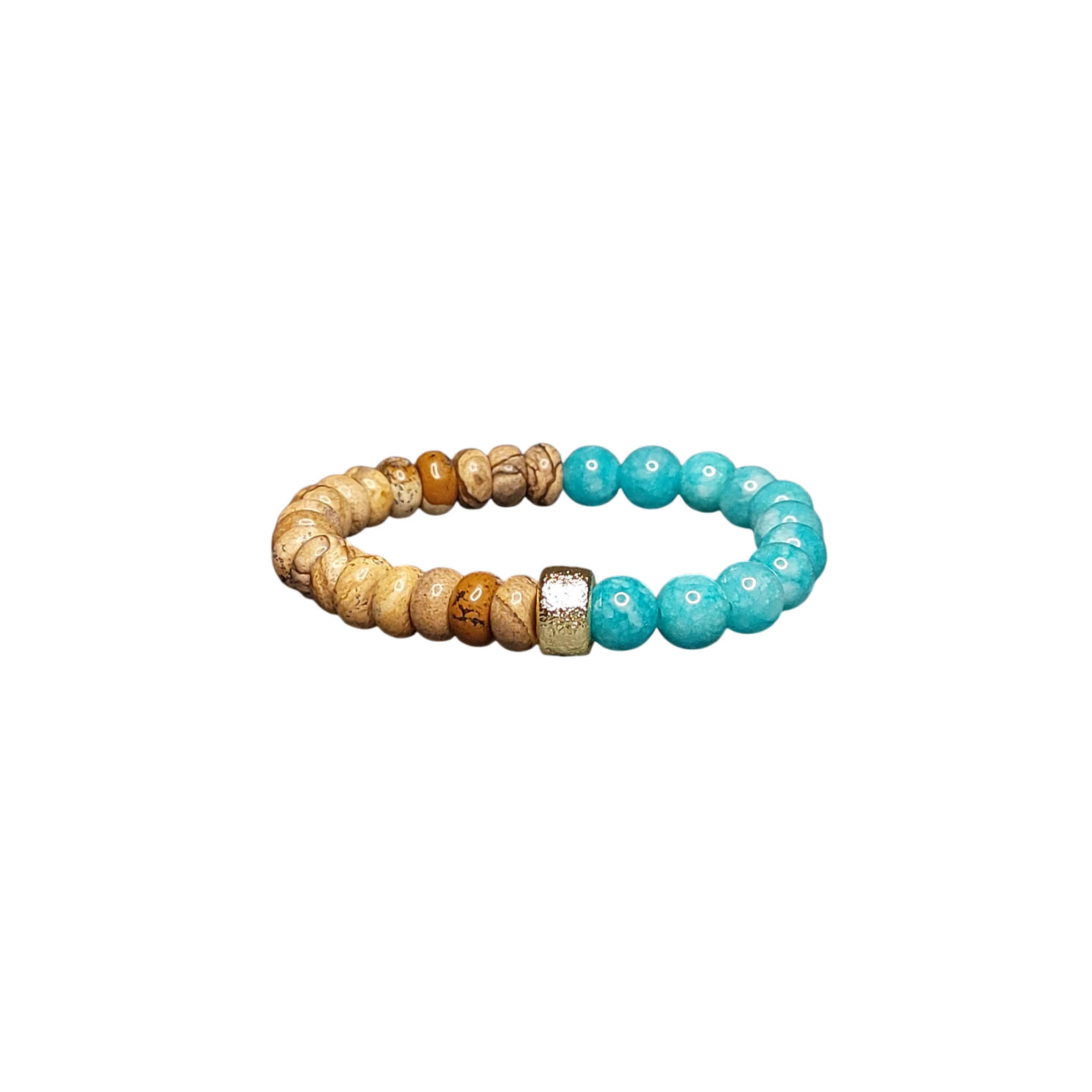 Браслет з яшми та аквамарину